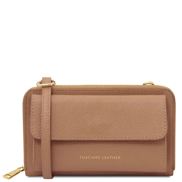 Urania Leather wallet/phone holder with strap