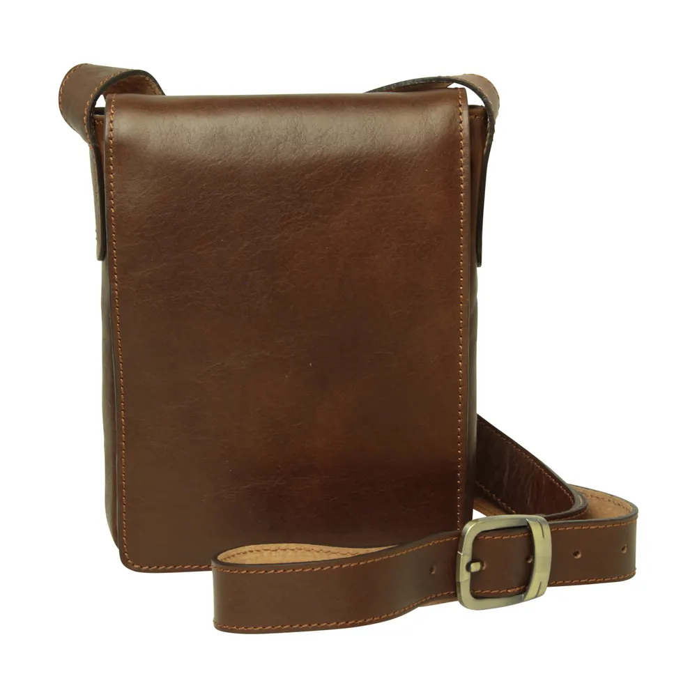 Cowhide leather cross body bag- Chestnut