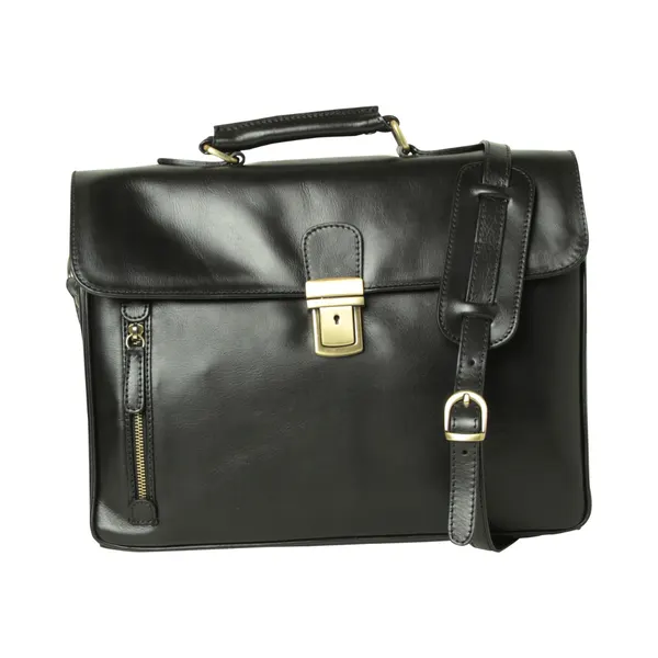 Full grain leather briefcase with schoulder strap