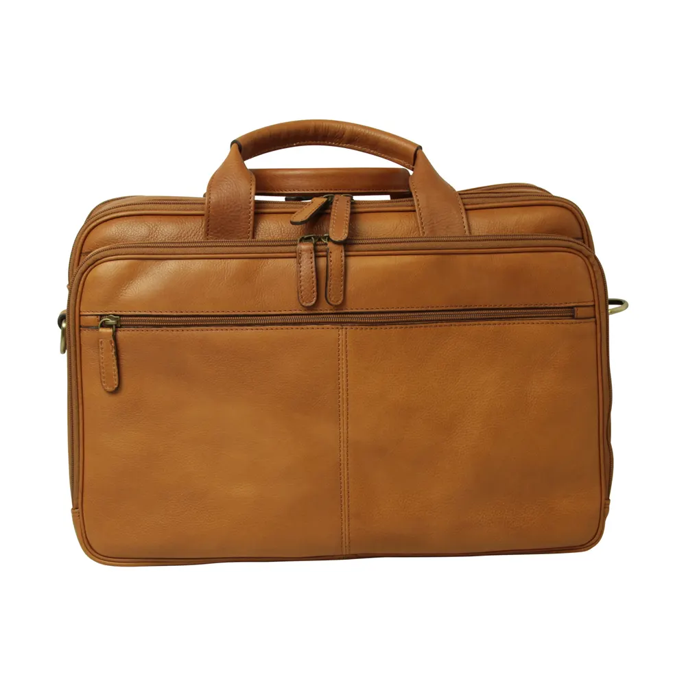 Leather computer briefcase - Brown Colonial