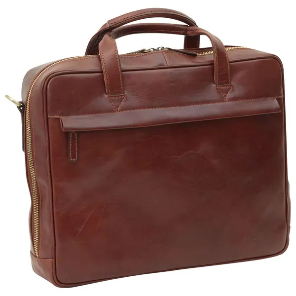 Leather Briefcase with zip closure