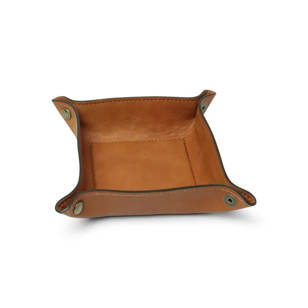 Leather valet tray - cobalt